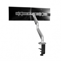<h4>Vergroot de werkruimte met de DESQ flat screen monitorarmen.</h4>
<p>DESQ flat screen monitorarmen zijn een waardevolle ergonomische aanpassing voor monitors op alle werkplekken. Het gebruik van een monitorarm draagt bij aan een correcte werkhouding en creëert extra waardevolle ruimte op het bureau.</p>
<p>Deze dubbele monitorarm stelt de gebruiker in staat het beeldscherm in portret of landschap stand te zetten en hebben geïntegreerde kabelgeleiders voor een geordend bureau.</p>
<p><br /><strong style="color: #61993b;">✓ </strong></p>
<ul style="list-style-type: none;">
<ul style="list-style-type: none;">2 onafhankelijk instelbare armen</ul>
</ul>
<p><br /><strong style="color: #61993b;">✓ </strong></p>
<ul style="list-style-type: none;">
<ul style="list-style-type: none;">Arm met gasveer met één vinger te verstellen</ul>
</ul>
<p><br /><strong style="color: #61993b;">✓ </strong></p>
<ul style="list-style-type: none;">
<ul style="list-style-type: none;">Weerstand van de veer in te stellen voor verschillende beeldscherm gewichten</ul>
</ul>
<p><br /><strong style="color: #61993b;">✓ </strong></p>
<ul style="list-style-type: none;">
<ul style="list-style-type: none;">Inclusief tafelklembevestiging (tot 120 mm) en montageset bladdoorvoer</ul>
</ul>
<p><br /><strong style="color: #61993b;">✓ </strong></p>
<ul style="list-style-type: none;">
<ul style="list-style-type: none;">Speciaal ontwerp voor kabelmanagement</ul>
</ul>
<p><br /><strong style="color: #61993b;">✓ </strong></p>
<ul style="list-style-type: none;">
<ul style="list-style-type: none;">Met USB-aansluiting, waardoor eenvoudig bijvoorbeeld de telefoon of USB stick op de pc kan worden aangesloten</ul>
</ul>
<p><br /><strong style="color: #61993b;">✓ </strong></p>
<ul style="list-style-type: none;">
<ul style="list-style-type: none;">Voorzien van 3,5 mm jack voor microfoon en luidspreker. Ideaal voor het gebruik van een headset</ul>
</ul>
<p> </p>